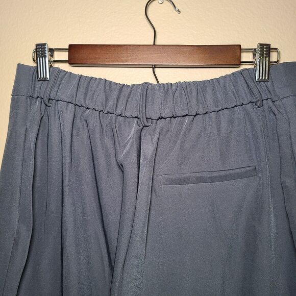 Women's Large Gray Two Piece Suit Blazer & Pants Stretchy Waistband Wide Leg - Picture 12 of 15